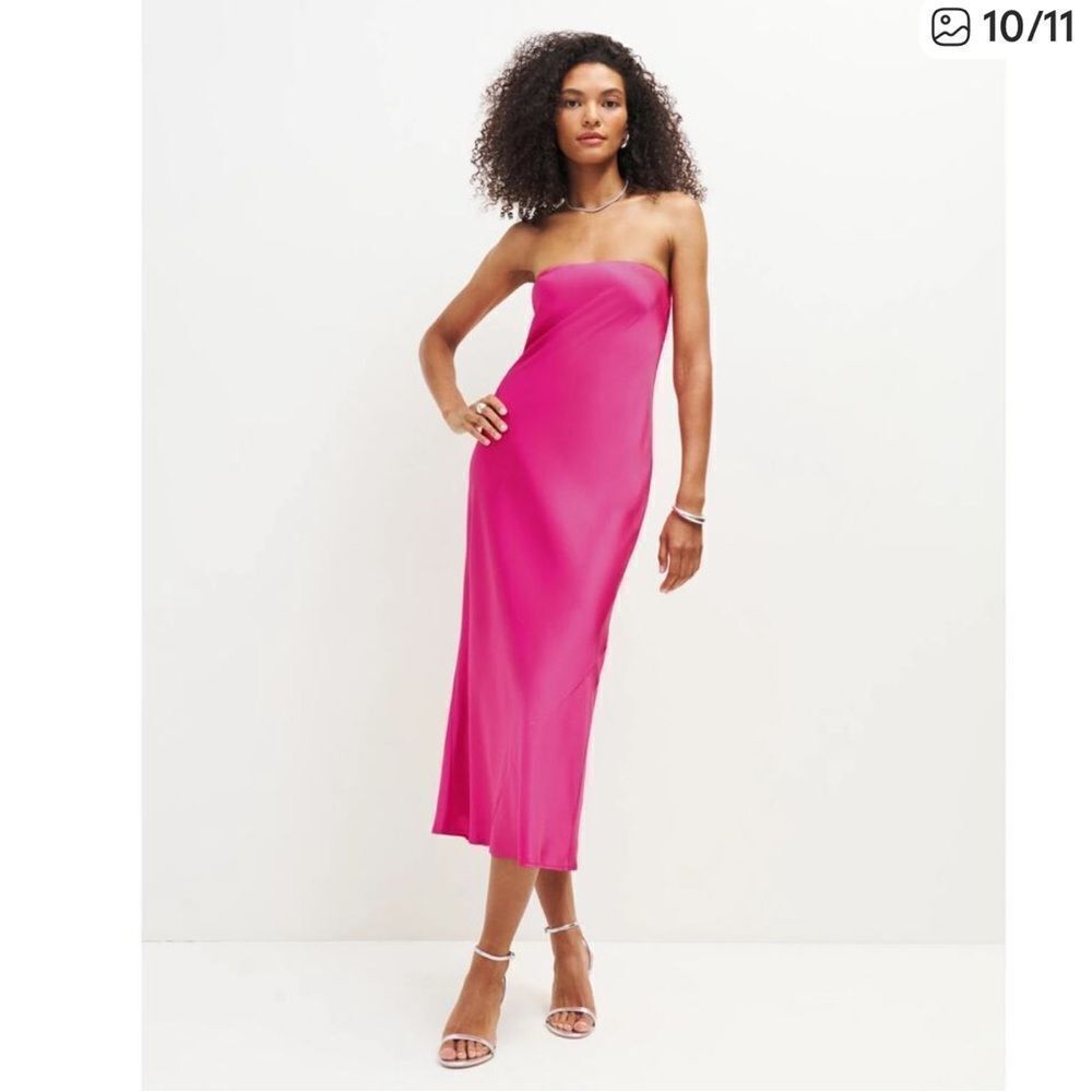 NWT Reformation Johanna Dress Silk Pink Large